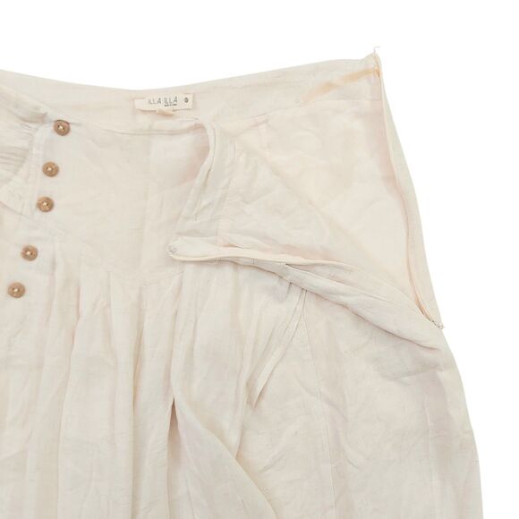 ILLA ILLA Wide Leg Back Bow Pants Womens Small Beige Front Button Pleated Boho - Picture 5 of 12